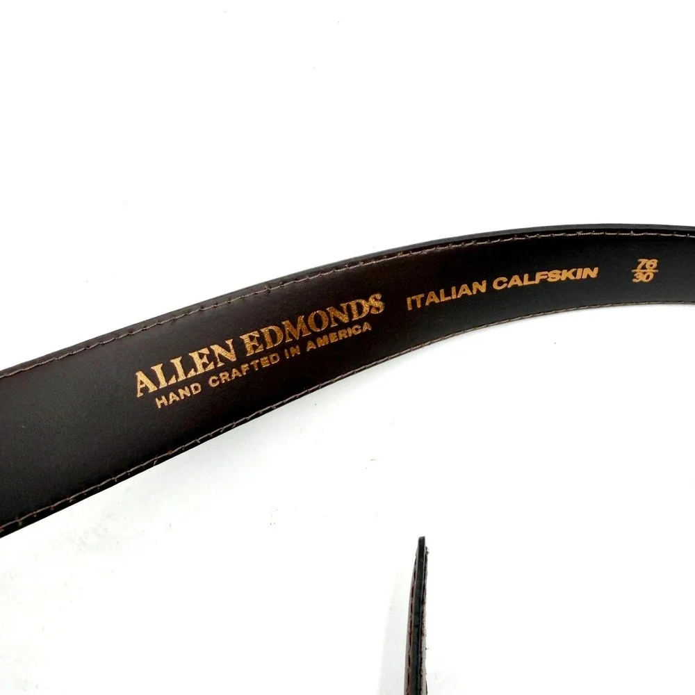 Allen Edmonds Wide Basic Leather Belt Chili Brown Italian Calfskin Mens Sz 30